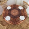 BOXIMIAO Mandala Wood Grain Round Tablecloth with Elastic Edge Table