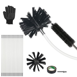 AOGYikang 21FT Chimney Brush Kit, Multi-Purpose Dryer Vent Cleaning Brush Kit with 4" Brush Head, Professional Lint Cleaning Accessories for Chimneys, Ducts, Dryers, Crevices