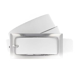 Vanzetti Women's Leather Belt Cowhide Women's Belt 30 mm Leather Belt, White