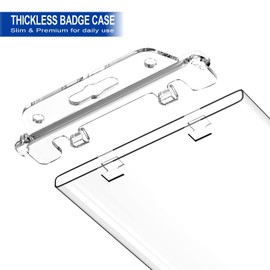 2 Pack Clear Hard Plastic Permanent Locking ID Badge Holder Which are Hard, Transparent and Waterproof