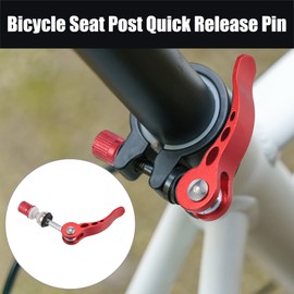 X AUTOHAUX 2pcs 6mm Aluminium Alloy Bicycle Seat Post Quick Release Pin Seatpost Skewer Bolt Red Black