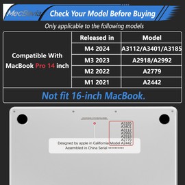 MecBevia Compatible with MacBook Pro 14-inch Case (2021-2024, M4/M3/M2/M1 Pro/Max), Ultra-Thin Flexible Hard Shell Protection for MacBook Pro 14 inch - Crystal Midnight Blue