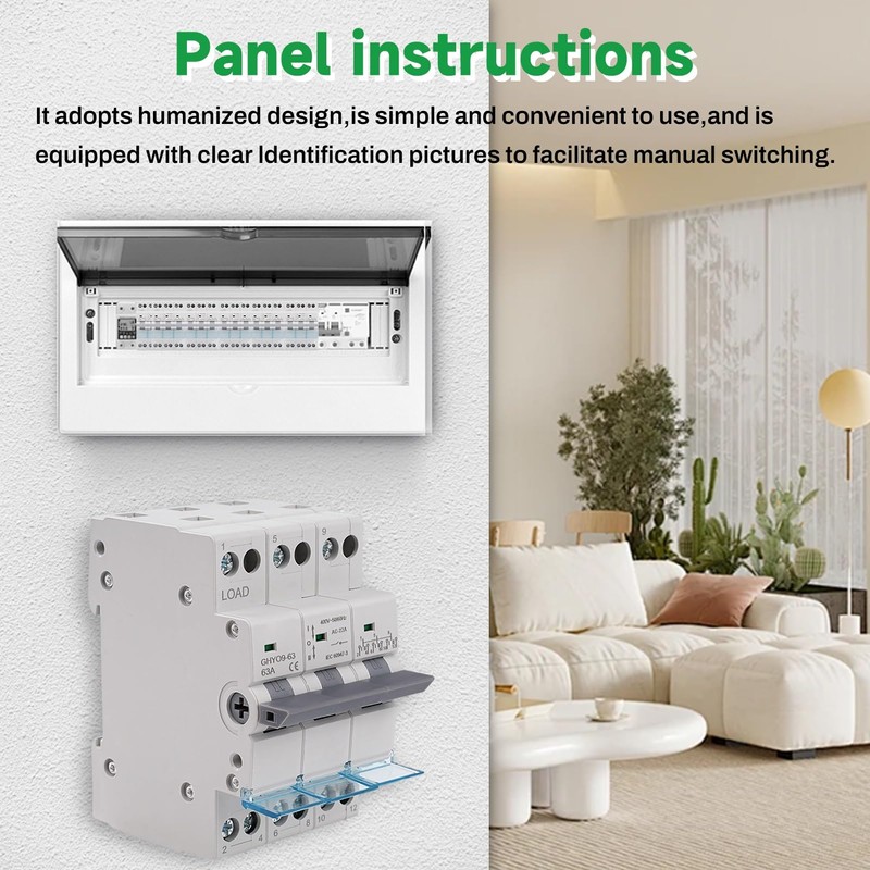 Jadeshay Dual Power Transfer Switch, GYHO9-63 Manual Transfer Switch, Load