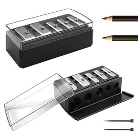 2 sacapuntas para delineador de ojos, sacapuntas de 5 orificios de punta larga para delineador de labios con tapa de plástico, sacapuntas de maquillaje para delineador de ojos, delineador de l