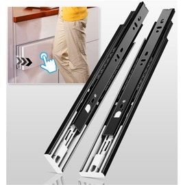 YENUO Push to Open Drawer Slides Full Extension Rail 12 14 16 18 20 22 24 inch handleless Side Mount Dresser Cabinet Bracket Replacement Ball Bearing Tracks kit Guide Runner 100lb 1Pair