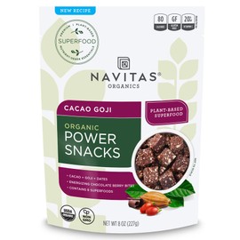 Navitas Organics Superfood Power Snacks, Cacao Goji, 8 oz. Bag — Organic, Non-GMO, Gluten-Free, No Sugar Added