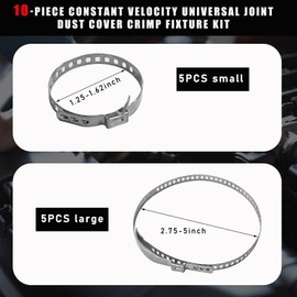 Dickno 10 PCS CV Boot Clamps Kit, 5PCS Small and 5PCS Large Stainless Steel Adjustable Drive Shaft Axle Boot Clamp Kit, Car Accessory Universal CV Boot Clamps Tool for Most Cars