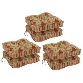 Blazing Needles Corded Tapestry Chair Cushion, 17", Red/Beige 6 Count