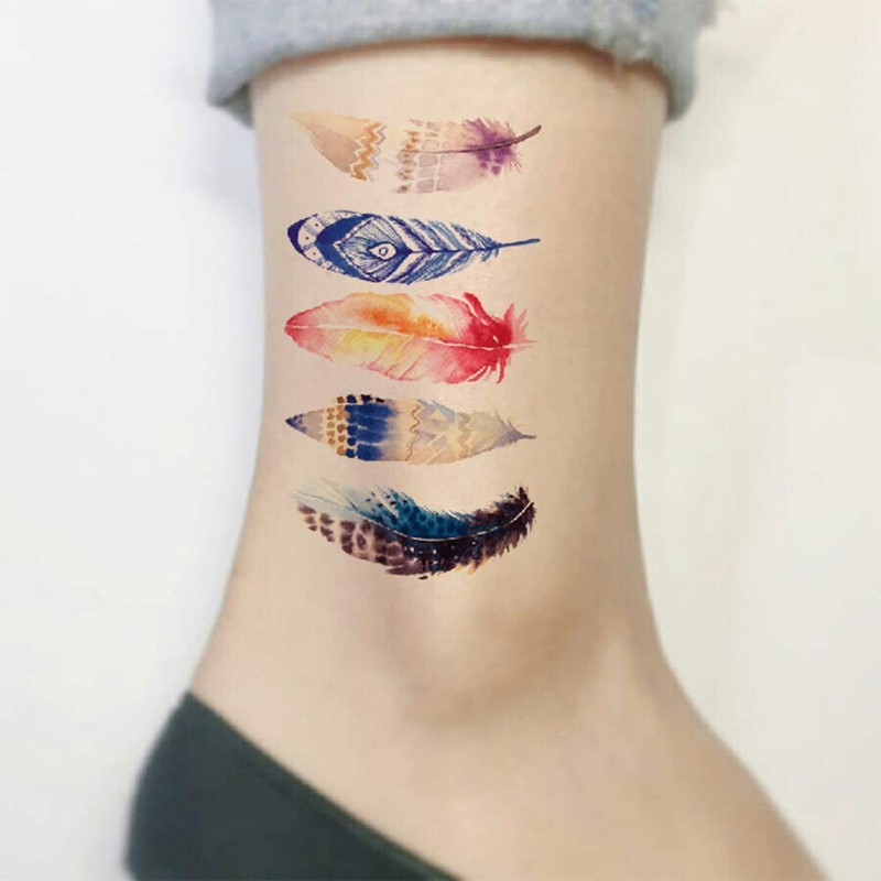 Oottati Waterproof 2 Sheets Small Cute Temporary Tattoo Stickers Colored