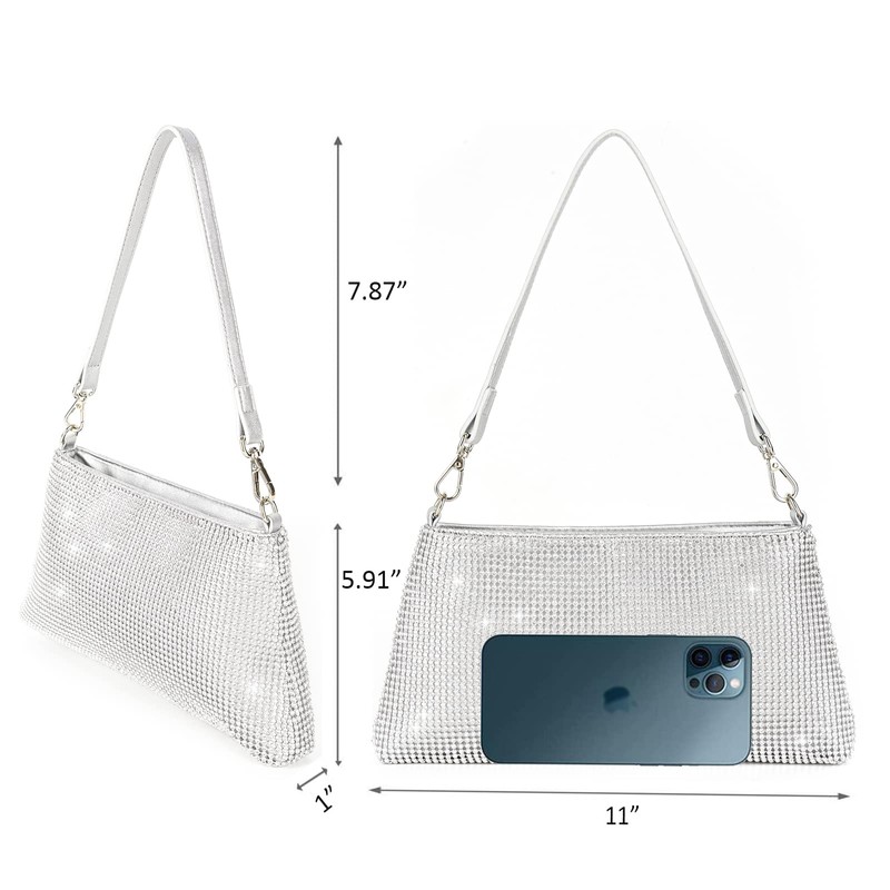 Valleycomfy Cluthes Women's Clutch Elegant Bridal Bag Diamond Handbag Wedding