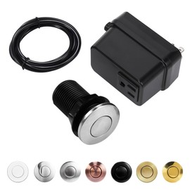 CLEESINK - Interruptor de eliminación de basura, kit de encendido inalámbrico de aire para triturador de residuos de alimentos, níquel cepillado de acero inoxidable, botón corto de 2.5 pulgadas