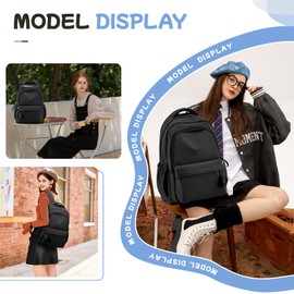 Backpack for School Black Women College High School Bag for Girls Teen Boys Book Bag Casual Travel Laptop Backpacks for Men Lightweight Black