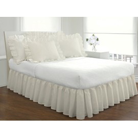 FRESH IDEAS Bedding Ruffled Bedskirt, Classic 14” drop length, Gathered Styling, Queen, Ivory (FRE30114IVOR03)