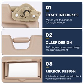 2Pcs Driver & Passenger Side Sun Visor Without Light Fit for Honda Civic 2006 2007 2008 2009 2010 2011, Replace for 83280-SNA-A01ZC, 83230-SNA-A01ZC (Beige)