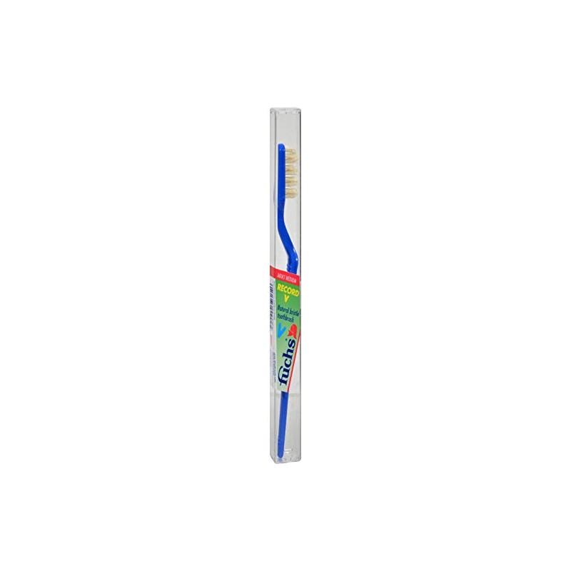 Fuchs Brushes Record V Natural Bristle Toothbrush, Adult, Medium