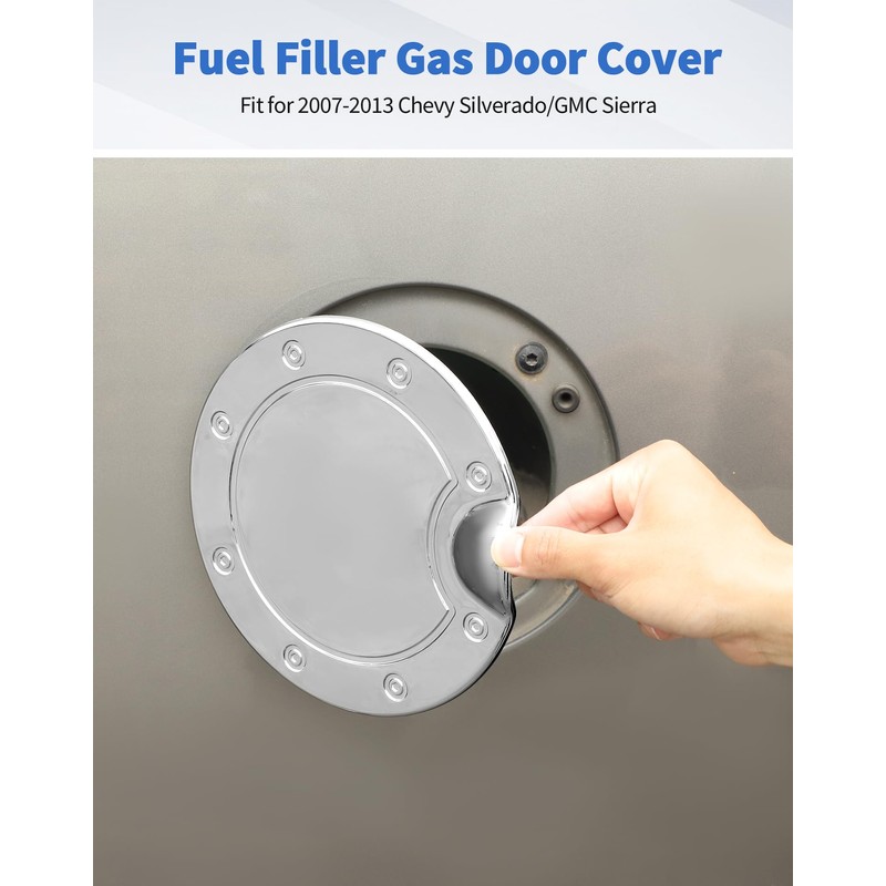 DSWSQ Chrome Fuel Filler Gas Door Cover Fit for 2007-2013