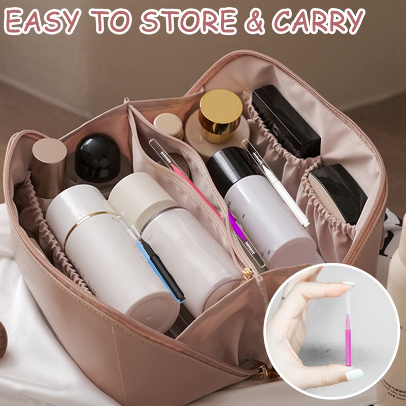 Pack of 100 Micro Eyebrow Brushes, Portable Eyelash Comb Brush