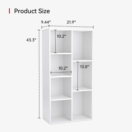 MXV 7-Cube Bookshelf, Wooden Cube Organizer and Display Shelf with Storage, Stackable Bookcase for Small Space, White Cube Shelf Easy to Match for Living Room, Bedroom and Office
