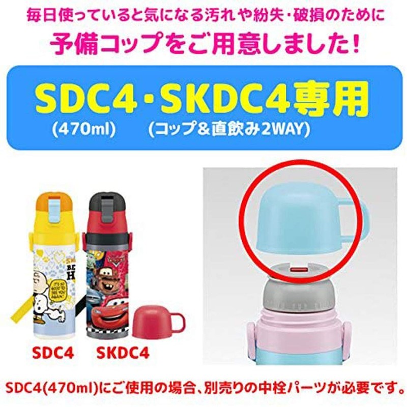 Skater P-STGC6-C Stainless Steel Water Bottle Replacement Spare Cup, Pink