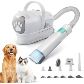 8VR Dog Grooming Kit, Pet Grooming Vacuum with Pet Clipper Nail Grinder, Dog Hair Vacuum with 6 Pet Grooming Tools for Dogs Cats Shedding Grooming