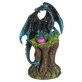 Pacific Giftware Fantasy Blue Dragon Preched on Tree Illuminated with LED Light