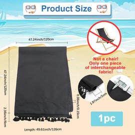 GORGECRAFT 1pc Beach Sling Chair Replacement Canvas 120 * 44cm Lounge Chair Replacement Fabric With Fringe Black Chair Fabric Reclining Sling Replacement for Sunbathing Garden Courtyard Patio Outdoor