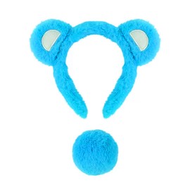 SOVOEY Bear Ears Headband & Tail Set (Blue)