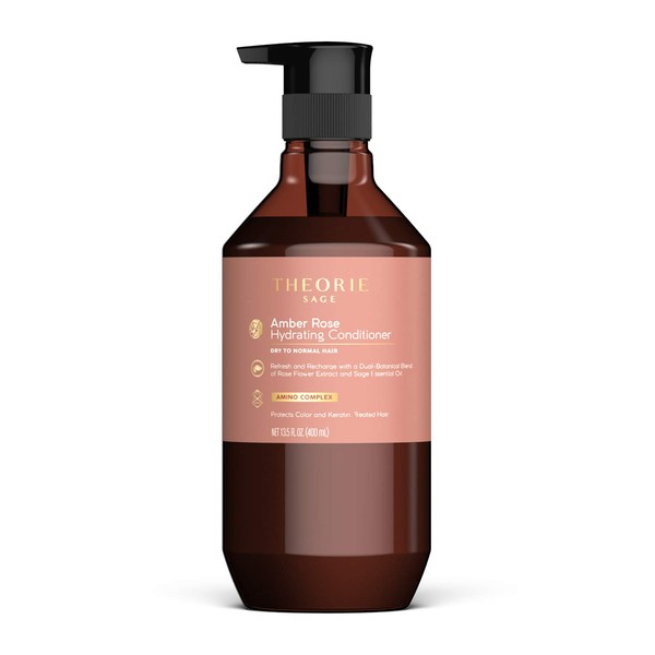 Theorie: Sage - Amber Rose Hydrating Conditioner, For Dry to Normal Hair - Protects Color & Keratin Treated Hair With Rose Oil, Sage Oil and Grape Seed Oil 400ml (13.5 oz)