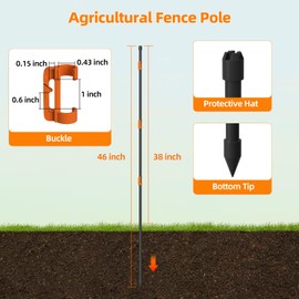 25Pcs 46Inch Portable Electric Fence Posts Kit with 75 Insulators,Temporary Electric Fencing for Containment of Chicken,Cow,Sheep & Small Animals,Easy Setup Backyard and Garden Electric Fence Stakes