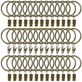 40 Pack Curtain Rings with Clips Hooks 1.5 inch Metal Stainless Steel Drapery Rings for Tension Rod Bracket Eyelets Decorative Hangers, Bronze (1.5" Interior Diameter)