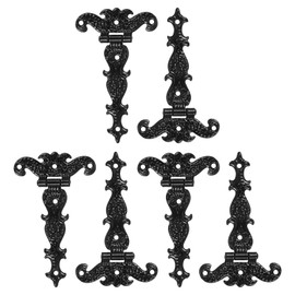 sourcing map 3.5 Inch Door Tee Hinge, 6Pcs T-Strap Hinges Retro Decorative Hinge for Wooden Fences Yard Doors Barn Gate Wooden Box, Black