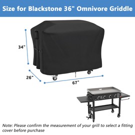 Hiticover Grill Cover for Blackstone 36 Inch Model 1825 1863 2122 2177 2210 2212 2230 2266 2314 Omnivore Propane Griddle, Outdoor Waterproof Weather Resistant BBQ Griddle Cover - 67 x 26 x 34 Inch