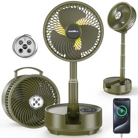 Portable Travel Fan, Foldable Standing Fan for Bedroom, 112H Run & 9 Speeds, Rechargeable Fan With Timer & Remote, Collapsible Oscillating Fan for Travel Cruise Essential Home RV Outdoor Power Outage