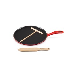 Le Creuset Enameled Cast Iron Traditional Round Crepe Pan, 10.25", Cerise