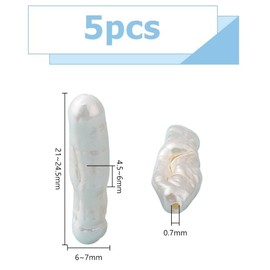 Hobbspring Pack of 5 Natural Baroque Pearls 15-30x6-9x5-7 mm Oval Freshwater Pearls Irregular Beads Loose Beads in Shell Colour Spacer Beads for Necklaces DIY Jewellery Making