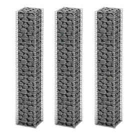 vidaXL Gabion Set 3 pcs Galvanized Wire 9.8"x9.8"x59"