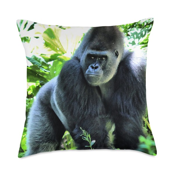 Jungle Animals Gorilla Monkey Throw Pillow, 18x18, Multicolor