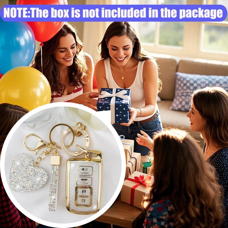 YIKECASE Key Fob Cover with Diamond Keychain Car Key Holder