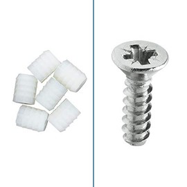 Rok Hardware 8mm Plastic Hinge Dowel Inserts with Screws, 100 Pack