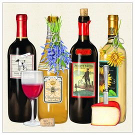 Paperproducts Design Decorative Beverage Paper Napkins – Tabletop Disposable Kitchen Cocktail Napkin – For Lunch, Dinner, Birthdays, Parties – Set of 20, Mary Lake Thompson Fine Wines Design