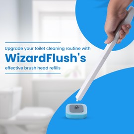 WizardFlush Toilet Brush Head Refill - Disposable Toilet Scrubber Refills - Removes Rust & Hard Water Stains - Toilet Bowl-Cleaner for Bathroom - 30 Disposable Brush Heads