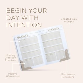 LSW London Undated 3-Month Morning Notes Journal - A5 Daily Planner Notebook with Daily Prompts & Mindfulness Exercises - Wellness, Self-Care Journal - Motivational Notebook