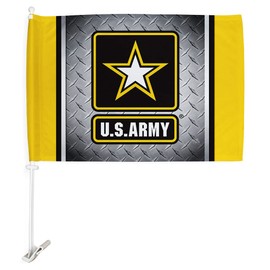 US Army Car Flag Steel Soilder POW MIA Flags Pack Bandera Para Carros Auto Decorations Small Banner For Window Clip Pole Accessories Soldier America Offical Armed Forces Veteran Gift Made In USA