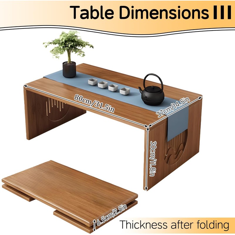 Folding Coffee Table, Low Coffee Table for Sitting on The