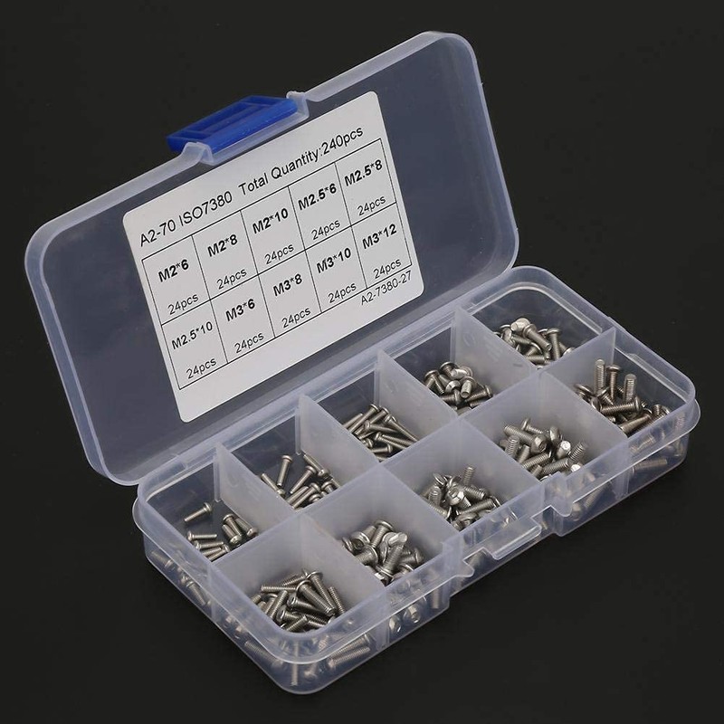 240pcs M2 M2.5 M3 Stainless Steel Hex Socket Screws with