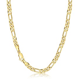 NOKMIT 14K Gold Filled Figaro Necklace for Women Men, 3mm/5mm Italian Figaro Link Chain, 16-24 Inch, Hypoallergenic, Non Tarnish, Dainty Unisex Jewelry, Cadenas de Oro 14K para Mujer (5mm, 20 inches)