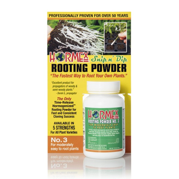Hormex Rooting Hormone Powder #3 | for Moderately Easy to Root Plants | IBA Rooting Powder Compound for Strong & Healthy Roots