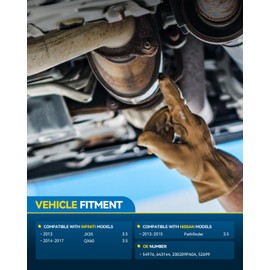 PHILTOP 1PC High Flow Catalytic Converter for 2013-2019 Pathfinder 3.5L, 2014-2020 QX60 3.5L, 2013 JX35 3.5L Automotive Replacement Catalytic Converters OEM 41189 (EPA Compliant)