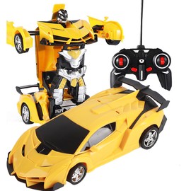 2.4 GHz Remote Control Deform Car Robot Toy 360 Degree Rotating One Button Transform RC Car Toy for Kids