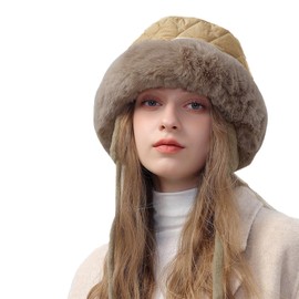 YAMEE Winter Hats for Women Fashion Thick Warm with Ear Flaps, Ski Hat Women's Plush Lined with Chin Strap Thermal Windproof Cold Protection Bucket Hat Winter for Unisex Casual Winter Cap Outdoor,